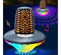 KingSom Enceinte Bluetooth Piscine Flottante, Enceinte Bluetooth Portable avec Lumière de Flamme et Coloré, Enceinte Douche Étanche IP68,Appairage TWS,Double HD Stéréo Haut Parleur Puissant, Gris