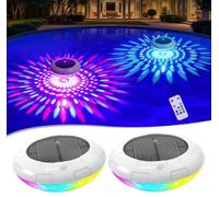 KingSom Lumiere Piscine Flottante avec Télécommande, Lampe Flottante Piscine Solaire avec 12 Modes Colorés, Étanche IP68 Lampe Piscine, Éclairage Piscine, Lumiere Piscine Hors Sol pour Spa-2 Pièces