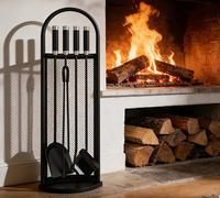 Kingson Ensemble de 5 pièces pour cheminée 22x16x66cm Accessoires pour poêle à bois Kit d'outils complet pour cheminée pour un entretien efficace du foyer Noir