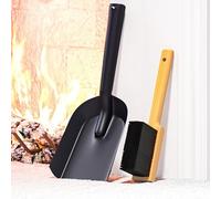 Kingson Pelle à frêne noire et balayette - Petite pelle à poussière en acier durable - Ensemble avec pelle et brosse à charbon
