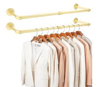KINGSOW Lot de 2 tringles à vêtements dorées : tuyau industriel mural de 92 cm pour vestiaire, vitrine de boutique d'ici 2025