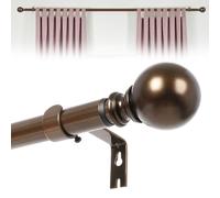 KINGSOW Tringle à rideaux extensible en bronze : Tringle à rideaux réglable pour fenêtres, tringle à rideau unique extensible de 160-300 cm pour rideaux à œillets