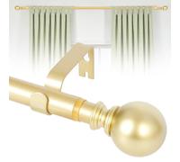 KINGSOW Tringle à rideaux extensible en or: Tringle à rideau réglable pour fenêtres, tringle à rideau unique extensible de 120-210 cm pour rideaux à œillets