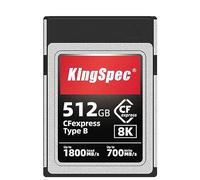 KingSpec CF Express Type B Memory Card - 512 Go, XQD Memory Cards, CFexpress Type B, 1 800 Mo/s Lecture - 700 Mo/s Write, 8 K Raw pour DSLR, compatible avec les appareils photo Canon/Nikon/Panasonic,