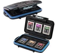 KingSpec Étui pour cartes mémoire : étanche, résistant aux intempéries, fermeture à pression, œillet moulé avec mousqueton, résistant aux chocs, s'adapte à 6 cartes XQD ou CF Express Type B