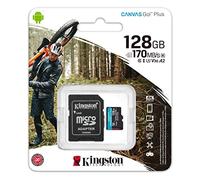 Kingston 128GB microSDXC Canvas Go Plus 170MB/s Read UHS-I, C10, U3, V30, A2/A1 Memory Card + Adapter (SDCG3/128GBCR)