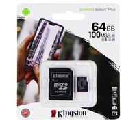 Kingston 64GB Micro SDHC Toile Sélectionnez Plus 100MB/S A1 Classe 10 UHS-I USB