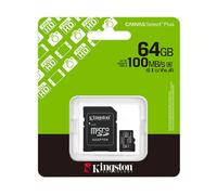 Kingston Canvas Select Plus Carte mémoire microSD 64GB microSDXC Gen3 100MB/s A1 Adaptateur SD Inclus - SDCS3/64GB
