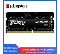 KINGSTON-Barrette de RAM FURY Impact DDR4 8 Go ou 32 Go, module de mémoire vive pour ordinateur portable, fréquence 3200MHz, 2400 MHz ou 2666MHz, mémoire SODIMM, 260Pin SODIMM, PC4-19200 21300 25600