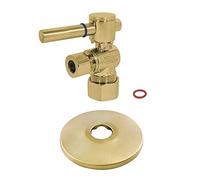 Kingston Brass CC53307DLK Vanne d'arrêt à angle de tour avec bride en laiton brossé 5/8" x 3/8" OD Comp