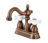 Kingston Brass KB160PXAC Heritage 4-Inch Centerset Bathroom Faucet with Plastic Pop-Up, Antique Copper