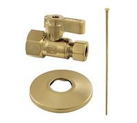Kingston Brass KF43157TKF20 Trimscape Kit d'alimentation pour toilettes 1/2" FIP x 3/8" OD Comp Valve droite, laiton brossé