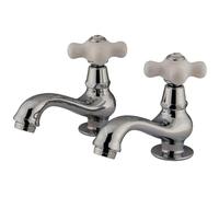 Kingston Brass KS1101PX Heritage Classic Robinet de lavabo en Porcelaine avec poignée en Croix, Chrome Poli