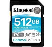 Kingston Canvas Go! Plus - Carte mémoire flash - 512 Go - Video Class V30 / UHS-I U3 / Class10 - SDXC UHS-I G
