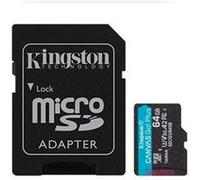Kingston Canvas Go! Plus - Carte mémoire flash (adaptateur microSDXC vers SD inclus(e)) - 64 Go - A2 / Video Class V30 / UHS-I U3 / Class10 - microSDXC UHS-I Noir G
