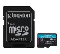 Kingston Canvas Go! Plus - Carte mémoire flash (adaptateur microSDXC vers SD inclus(e)) - 64 Go - A2 / Video Class V30 / UHS-I U3 / Class10 - microSDXC UHS-I Noir G