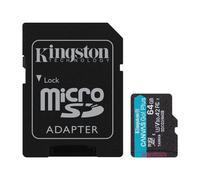 Kingston Canvas Go! Plus - Carte mémoire flash (adaptateur microSDXC vers SD inclus(e)) - 64 Go - A2 / Video Class V30 / UHS-I U3 / Class10 - microSDXC UHS-I
