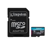 Kingston Canvas Go Plus microSD Carte mémoire Classe 10, UHS-I 64Go microSDXC 170R A2 U3 V30 Card + ADP