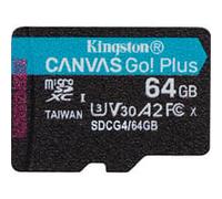 Kingston Canvas Go Plus microSDXC Memory Card Gen4 200MB/s A2 U3 V30 64GB Single Pack w/o ADP Card only-SDCG4/64GBSP