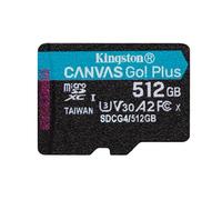 Kingston Canvas Go Plus microSDXC Memory Card Gen4 200MB/s A2 U3 V30 512GB Single Pack w/o ADP Card only-SDCG4/512GBSP