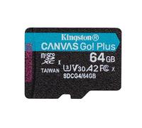 Kingston Canvas Go Plus microSDXC Memory Card Gen4 200MB/s A2 U3 V30 64GB Single Pack w/o ADP Card only-SDCG4/64GBSP