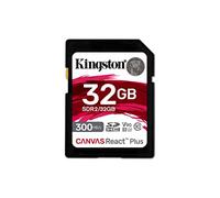 Kingston Canvas React Plus 32Go SDHC Carte mémoire UHS-II 300R/260W U3 V90 for Full HD/4K/8K - SDR2/32GB