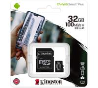 Kingston Canvas Select Plus 32GB Class 10 A1 Memory Carte Micro SD + Adaptateur
