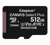 Kingston Canvas Select Plus - Carte mémoire flash - 512 Go - A1 / Video Class V30 / UHS Class 3 / Class10 - SDXC UHS-I