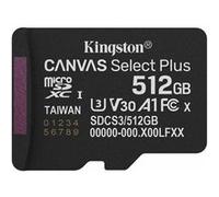 Kingston Carte microSD Canvas Select Plus 512 Go A1 V30 UHS-I U3 Gen3 sans adaptateur SD