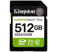 Kingston Canvas Select Plus - Carte mémoire flash - 512 Go - Video Class V30 / UHS-I U3 / Class10 - SDXC UHS-I