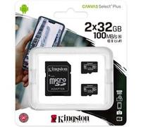 Kingston Canvas Select Plus Carte MIcro SD SDCS2/32GB-2P1A Class 10 (2x cards,SD Adaptateur inclus)