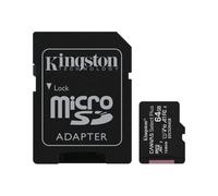 Kingston Canvas Select Plus - Carte mémoire flash (adaptateur microSDXC vers SD inclus(e)) - 64 Go - A1 / Video Class V10 / UHS Class 1 / Class10 - microSDXC UHS-I
