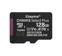 Kingston Canvas Select Plus - Carte mémoire flash - 128 Go - A1 / Video Class V10 / UHS-I U1 / Class10 - microSDXC UHS-I G