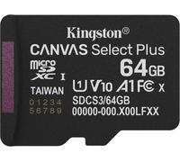 Kingston Canvas Select Plus Carte mémoire microSD 64 Go micSDXC Gen3 100R A1 Pack individuel sans adaptateur secteur - SDCS3/64GBSP