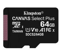 KINGSTON Carte mémoire flash - Canvas Select Plus - 64 Go - A1 / Video Class V10 / UHS Class 1 / Class10 - microSDXC UHS-I