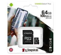Kingston Technology Canvas Select Carte micSDXC Plus 100R A1 C10 de 64 Go + ADP