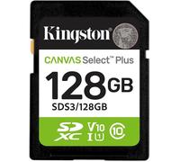 Kingston Cartes mémoire SD Canvas Select Plus 128Go SDXC Gen3 150MB/s C10 UHS-I U1 V10-SDS3/128GB