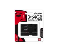 Kingston DataTraveler 100 G3 -DT100G3/64GB-3P ( 3 Pièces ) USB 3.0 Clé USB , 64 Go, Noir