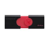 Kingston DataTraveler 106 - Clé USB - 64 Go - USB 3.1 Gen 1 - Noir sur rouge