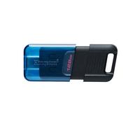 Kingston DataTraveler 80 M 128GB USB-C 3.2 Gen 1, 200 Mo/s Lecture, Format Casquette, Windows/macOS/Linux/Chrome OS, Noir/Bleu, 21.8x54.2x11.6mm