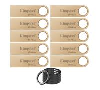 Kingston DataTraveler SE9 G3 Lot de 10 cl s USB 3.2 Gen 1 avec vitesse de lecture de 220 Mo/s avec porte-cl s en acier inoxydable