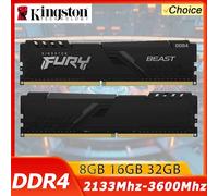 Kingston Fury Beast DDR4 8G 16G 32GB 3600 3200Mhz RAM PC mémoire 288Pin XMP2.0 dissipateur thermique pour ordinateur de bureau AMD ou INTEL carte mère