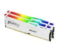 Kingston FURY Beast RGB - DDR5 - kit - 32 Go: 2 x 16 Go - DIMM 288 broches - 6000 MHz / PC5-48000 - CL36 - 1.35 V - mémoire sans tampon - on-die ECC - blanc