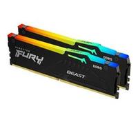 Kingston FURY Beast RGB - DDR5 - kit - 32 Go: 2 x 16 Go - DIMM 288 broches - 6000 MT/s / PC5-48000 - CL36 - 1.35 V - mémoire sans tampon - on-die ECC - noir Noir G