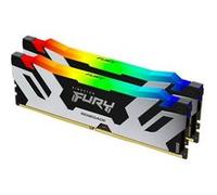 Kingston FURY Renegade RGB - DDR5 - kit - 32 Go: 2 x 16 Go - DIMM 288 broches - 8000 MT/s / PC5-64000 - CL38 - 1.45 V - mémoire sans tampon - on-die ECC - noir et argent G