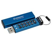Kingston IronKey Keypad 200 512GB Clé USB Chiffrée | Clavier Alphanumérique | Accès Multi-Pin | XTS-AES 256-bit | FIPS 140-3 Niveau 3 Certifié (En Attente) | IKKP200/512GB, Bleu