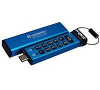 Kingston IronKey Keypad 200C 512GB Clé USB Chiffrée | Clavier Alphanumérique | Accès Multi-Pin | XTS-AES 256-bit | FIPS 140-3 Niveau 3 Certifié (En Attente) | IKKP200C/512GB, Bleu