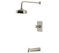 Kingston KB6348KNX Robinet de baignoire et de douche, nickel brossé | Collection Convergent ; pression équilibrée ; poignée unique ; support mural ; poignée moletée