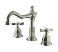 Kingston KS1978BEX Robinet de toilette large en laiton avec ouverture en nickel satiné, portée du bec de 7 1/2"