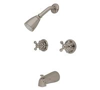 Kingston Laiton Kb248ax Twin Poignée de baignoire et de douche robinet avec décor en forme de croix en nickel satiné,